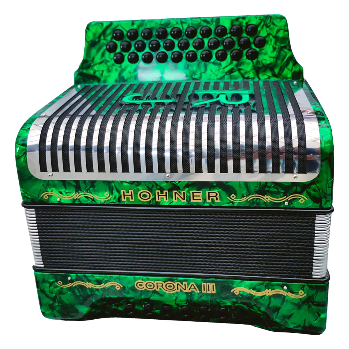Acordeón Hohner Corona III Verde Nácar